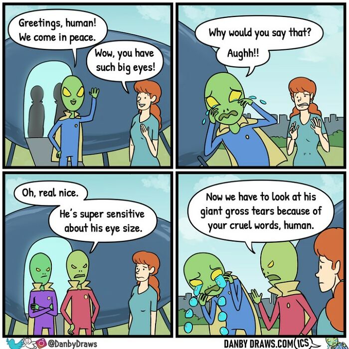 Funny Surprising End Of A Comic About aliens