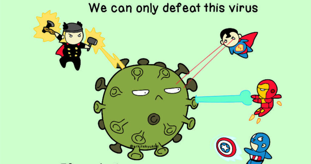 Artists illustration Of Superheroes Life During Quarantine
