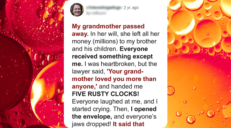 Linda Inherits Grandma’s Old Clocks & Greedy Brother Gets House, Turns Out She Got Almost $200K – Story of the Day