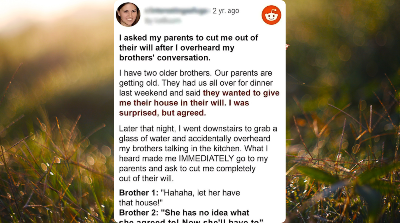 I Asked to Be Cut from My Parents’ Will after Overhearing My Brothers’ Conversation