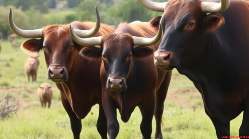 Three bulls heard the rancher was bringing another bull onto the ranch