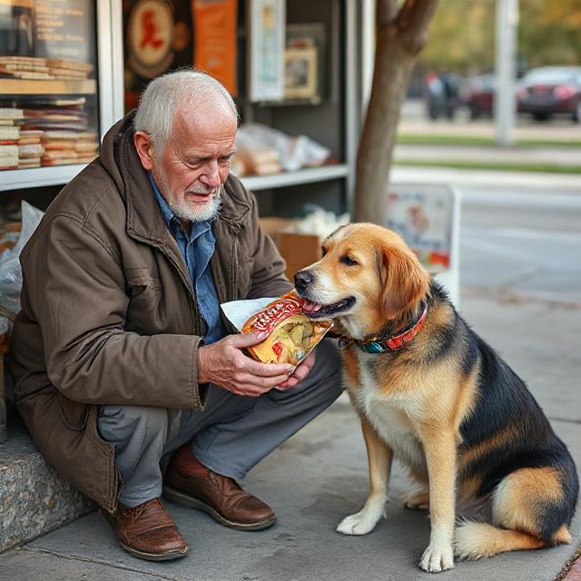 I bought food for an elderly man and his dog