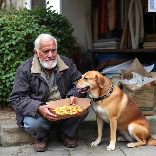 I bought food for an elderly man and his dog