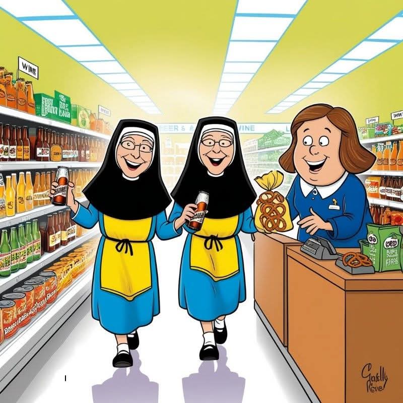 TWO NUNS WERE SHOPPING AT A 7.11 STORE