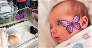 Why a Purple Butterfly Sticker Is Placed Near a Newborn